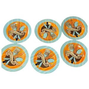 Set Of 6 Royal Norfolk "Get Cookin" Dinner Plates